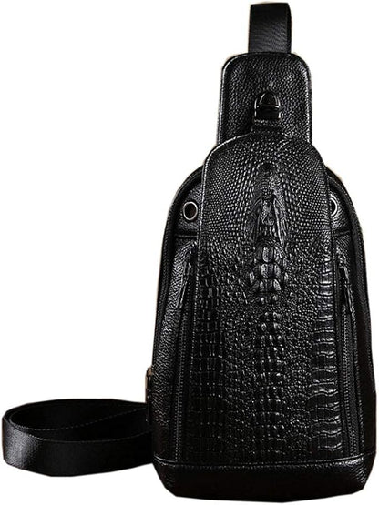 Hebetag Crocodile Genuine Leather Sling Chest Bag - Image 8