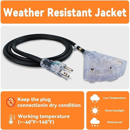 EP 25 Ft 12 Gauge Heavy Duty Extension Cord, 15A 125V 1875W, 3 Outlet - Image 5