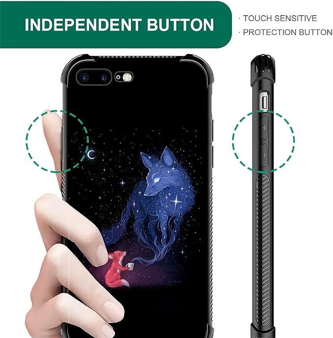 for iPhone 7/8 Case, Galaxy Fox Wolf Pattern Graphic Design Girl Boy Soft - Image 6