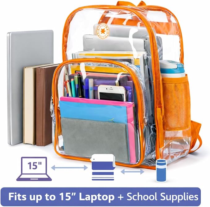 K-Cliffs Large Transparent Backpack Clear Heavy Duty School Bag Durable Student - Image 3