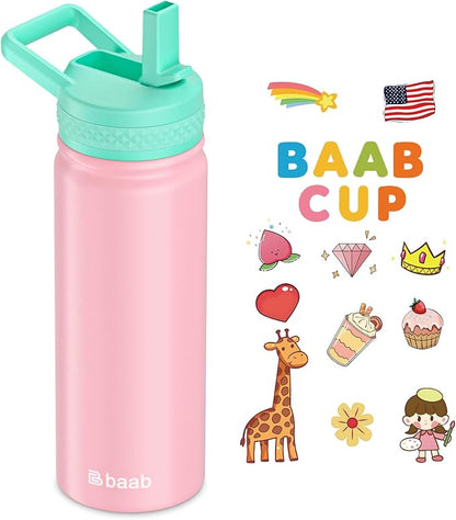 baab 18oz Kids Water Bottle, Insulated Water Bottle by baabKidWatterBottle