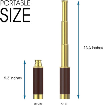 Pirate Monocular Telescope, 25x30 High Powered Zoomable Collapsible Brass - Image 2