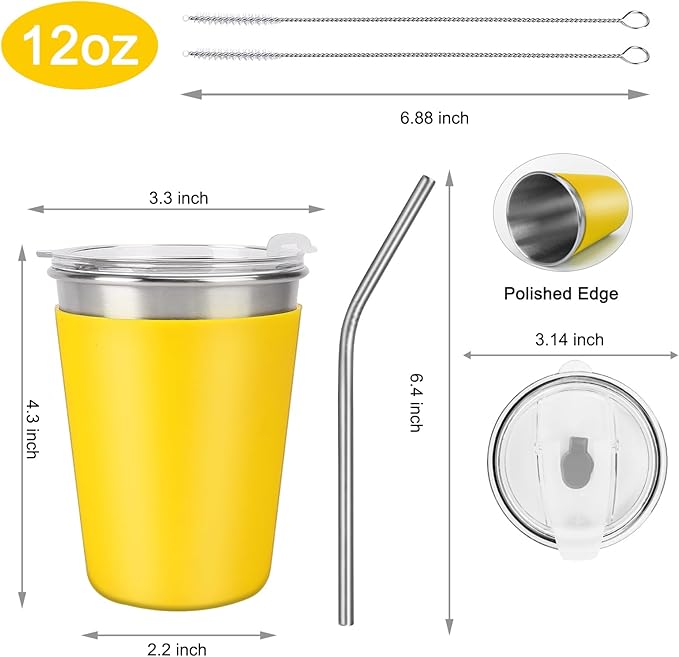 Kids Stainless Steel Cups with Lids, Spill Proof Metal Tumblers With Stainless - Image 2