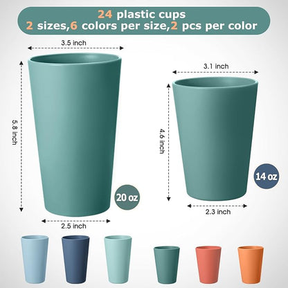 HEYCOME 24 Pcs Unbreakable Plastic Cups Set, Stackable Water Tumblers, Drinking - Image 2