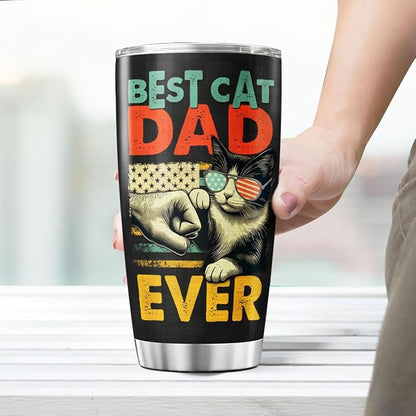 Best Cat Dad Ever 20oz Tumbler, Funny Fist Bump Design, Insulated Stainless - Image 6