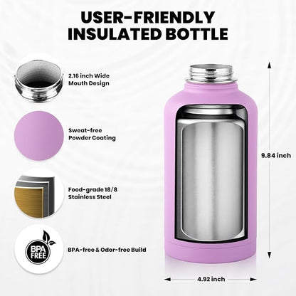 RAYMYLO Insulated Water Bottle 64 oz, Triple Wall Vacuum Stainless Steel - Image 5