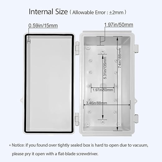 LeMotech Electrical Box, IP67 Waterproof Hinged Cover Stainless Steel Latch - Image 5