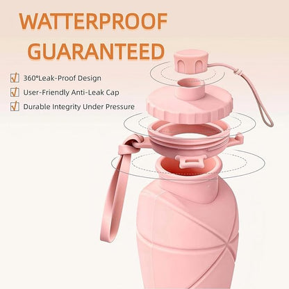 Collapsible Travel Water Bottle 20oz, Foldable Silicone Lightweight Reusable - Image 2