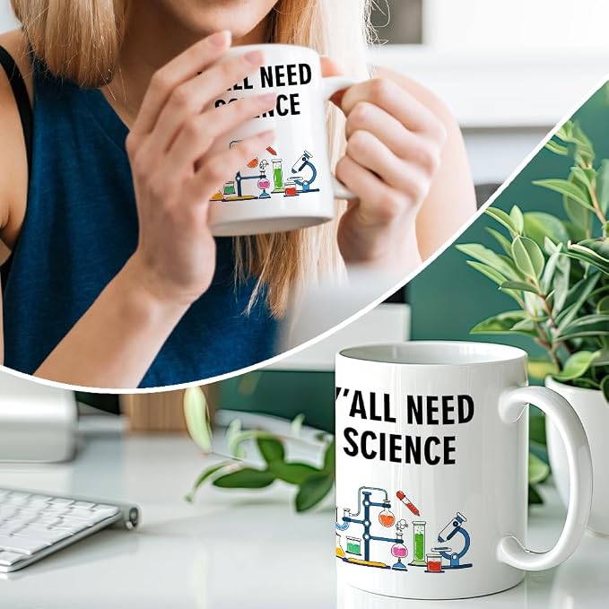 RZHV Y All Need Science Funny Scientist Coffee Mug, Sciences Nerd Mug, - Image 4