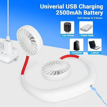 Portable Neck Fan Rechargeable Personal Hand-Free Fan Mini USB Wearable - Image 4