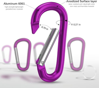 sprookber 3" Aluminum Carabiner D Ring, Caribeener Clips, Spring Snap Hook - Image 4
