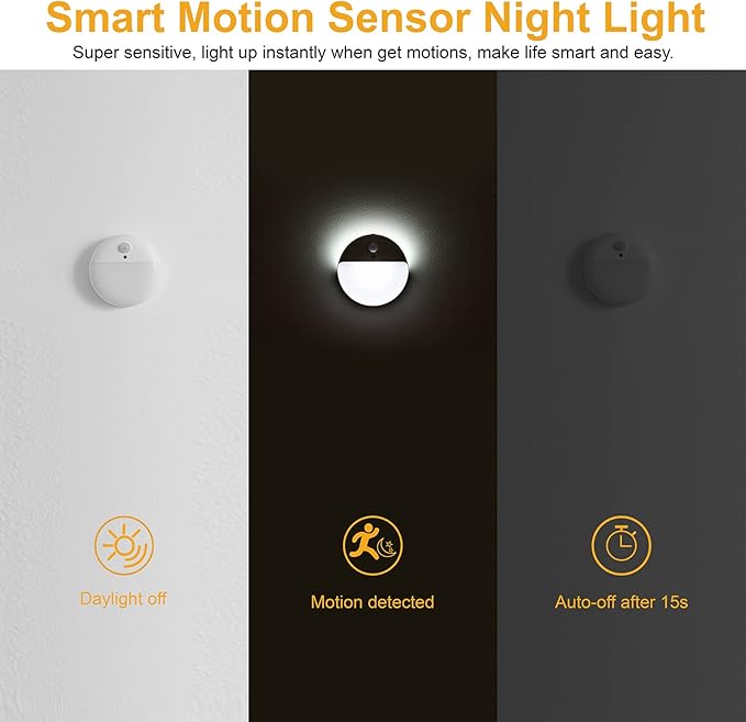 YUNLEX 2 Pack Battery Night Light, Toilet Lights, 2.6" Small Motion Senor Light - Image 3