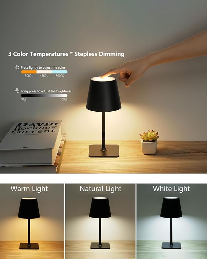 Fizrice Cordless Table Lamp Rechargeable Lamps: 6000mAh Battery Operated Table - Image 6