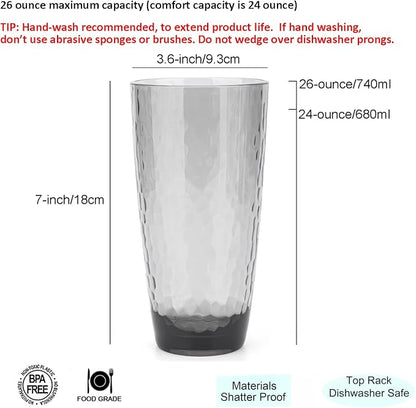 KOXIN-KARLU Hammered 26-ounce Plastic Tumbler Acrylic Glasses - Image 2
