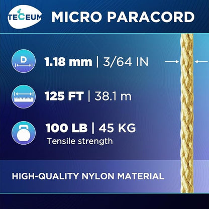 TECEUM Micro Paracord – 1.18 mm X 125 ft – Micro Utility Cord – Thin Braided - Image 2