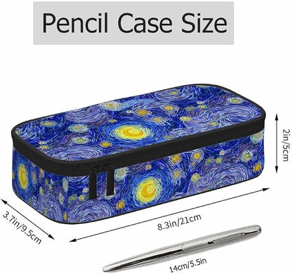 Blue Sky Pencil Bag Glowing Moon Starry Sky Abstract Painting Big Capacity - Image 2