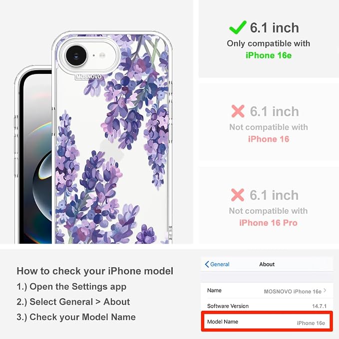 MOSNOVO for iPhone 17e Case/iPhone 16e Case, Shockproof Military-Grade - Image 2