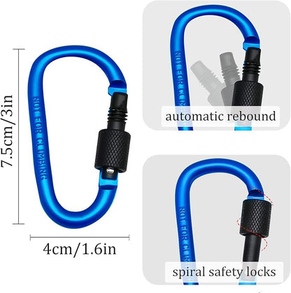 6 Pack Small Locking Carabiner, 3 Inch Aluminum D-Shape Snap Hook - Image 4