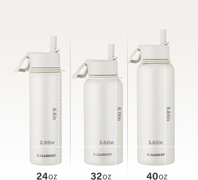 KXIAOCHEN Insulated Water Bottle, Stainless Steel Water Bottle, 2 Lids - Image 6