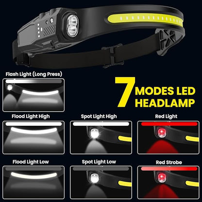 Headlamp Rechargeable 6Pack, 230° Wide Beam LED Headlamp, 7Mode Headlamps - Image 2