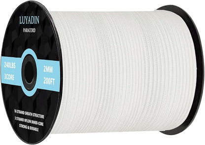 Paracord 240lb - Diameter 2mm Micro Utility Cord -3 Strand Parachute Spool Cord by LUYADIN