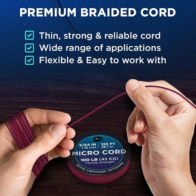 TECEUM Micro Paracord – 1.18 mm X 125 ft – Micro Utility Cord – Thin Braided - Image 3