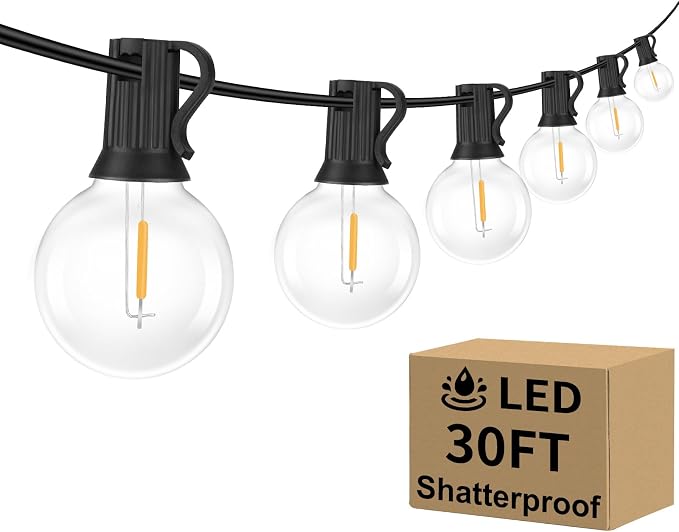 Outdoor G40 LED Globe String Lights 30Feet Dimmable Waterproof Shatterproof by BestChoiceforYourLife