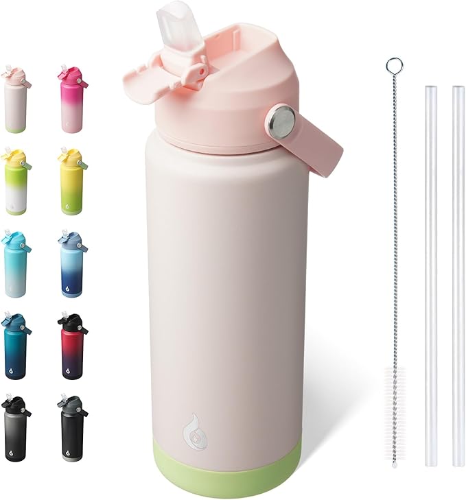BJPKPK Water Bottle with Straw Lid, 24oz Vacuum Insulated Water Bottles by BJPKPK