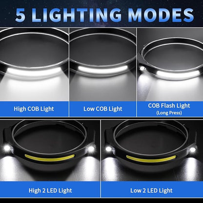 Headlamp Rechargeable 5Pack, 230° Wide Beam Head Lamp - Image 2