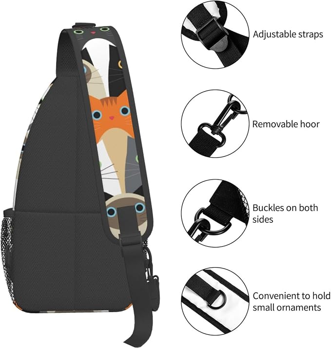 Cute Cats Sling Bag For Women Men Fashion Print Backpack Crossbody Shoulder Bag - Image 5