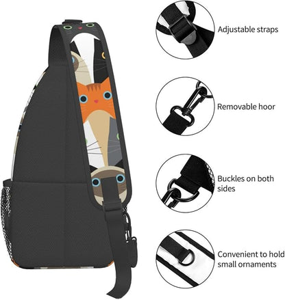 Cute Cats Sling Bag For Women Men Fashion Print Backpack Crossbody Shoulder Bag - Image 5