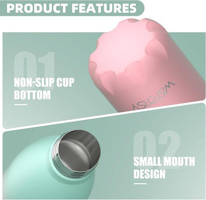 WATERSY Stainless Steel Water Bottle, 17oz/500ml Insulated Pink Bottle Keeps - Image 4