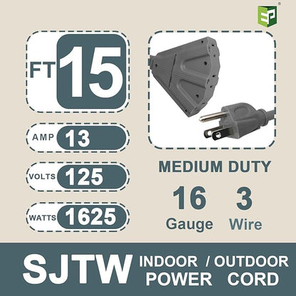 EP 2 Pack 15 Ft Outdoor Extension Cord - Image 2