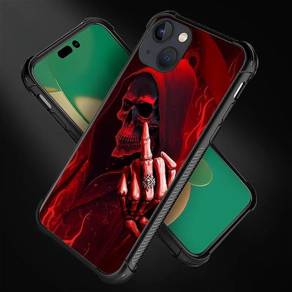 for iPhone 14 Plus Case, Gestures Funny Skull Pattern Graphic Design Girl Boy - Image 2