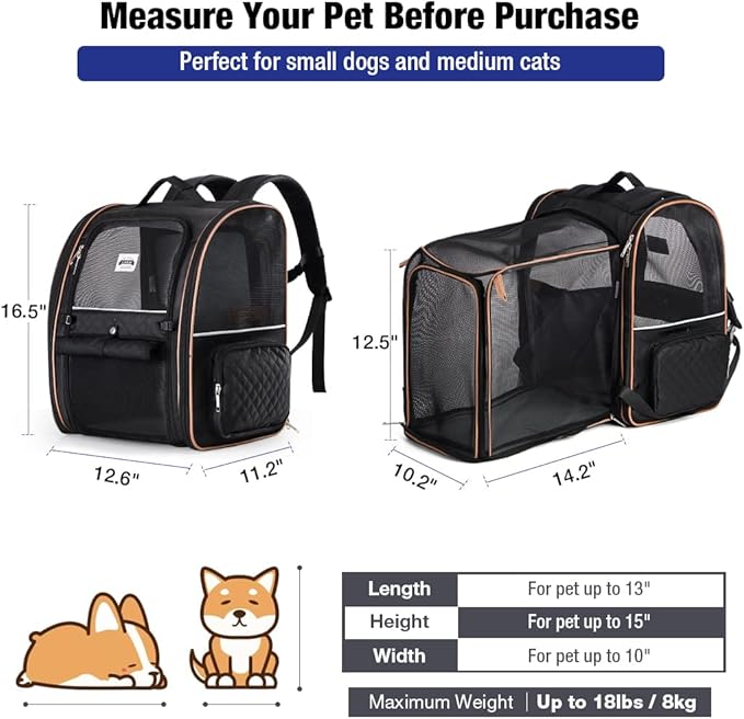 Lekebobor Large Cat Backpack Carrier Expandable Pet Carrier Backpack - Image 2