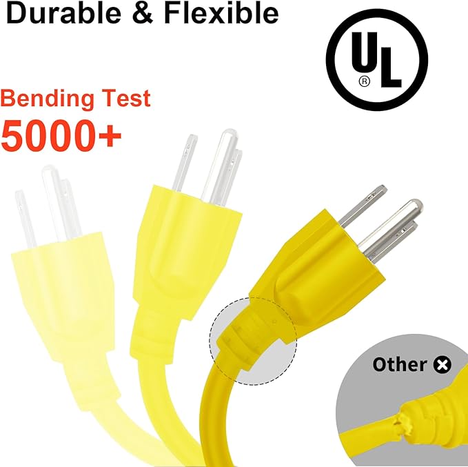 Outdoor Extension Cord Waterproof 100 FT, Flexible 100% Copper 3 Prong - Image 3