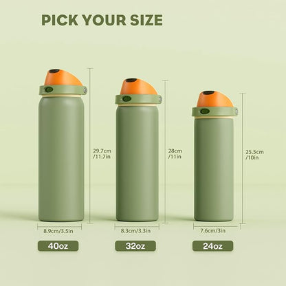 POWCAN 24 oz Metal Sports Water Bottle: 2-in-1 Push-Button Spout & Quick-Flip - Image 8