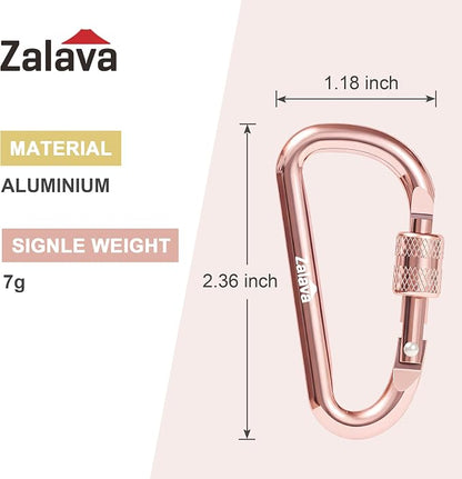6PCS Carabiner Keychain, 2 inch Aluminum D-Clip Caribeener - Image 2