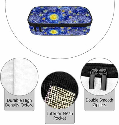 Blue Sky Pencil Bag Glowing Moon Starry Sky Abstract Painting Big Capacity - Image 3