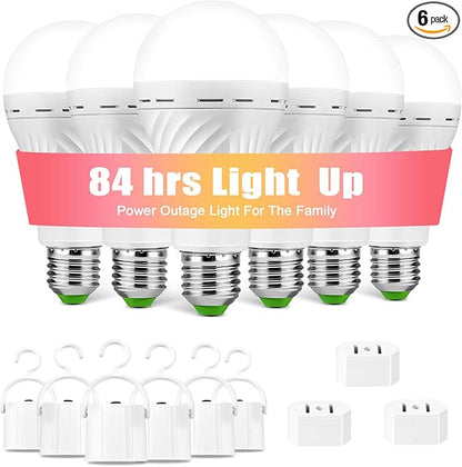 6 Pack Rechargeable Emergency Light Bulbs, Battery Powered LED Light Bulb 6000K by SORHELIDKO
