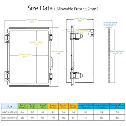 LeMotech Electrical Box, IP67 Waterproof Hinged Clear Cover Stainless Steel - Image 2