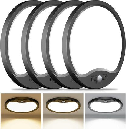 hepside 4 Pack Motion Sensor Ceiling Light Wired, 3000K/4000K/6500K LED Flush by Hepside