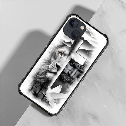 for iPhone 13 Mini Case, Lion Cross Jesus Christ Dove Pattern Made of Soft - Image 2