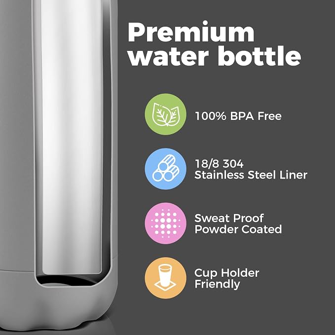 Volhoply 17oz Insulated Stainless Steel Water Bottle, Double Wall Vacuum Flask - Image 4
