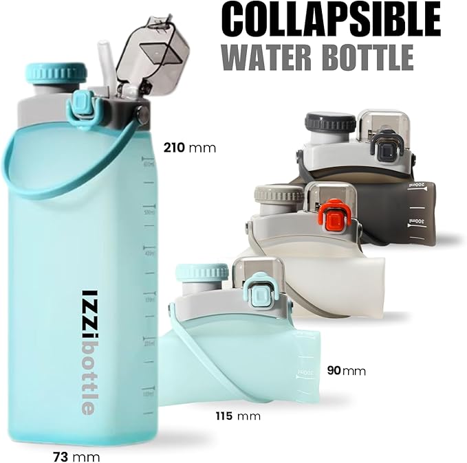 IZZI bottle Collapsible Lightweight Silicone Water Bottle | BPA Free, - Image 2