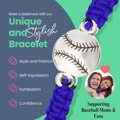 Sportybella - Baseball Bracelet, Baseball Jewelry, Adjustable Braided Baseball - Image 3