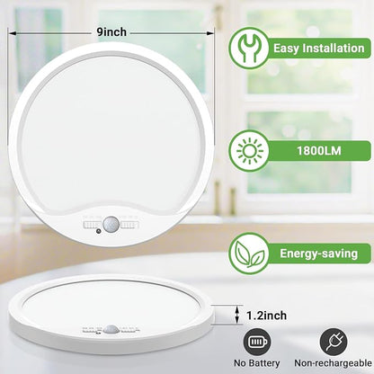 zemty 4Pack 9inch Motion Sensor Ceiling Lights Wired, 18W 1800lm 3CCT/3 - Image 5