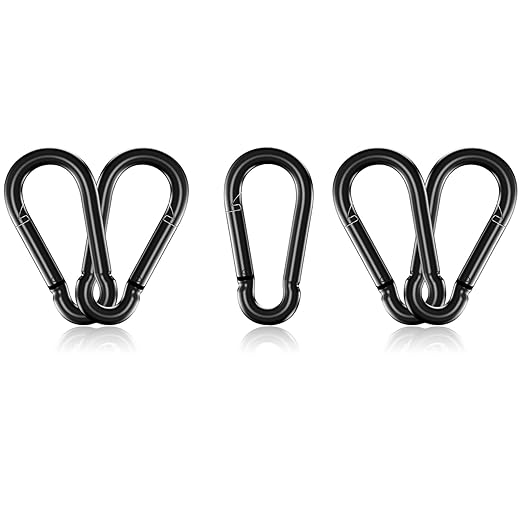 5 Pack3 Heavy Duty Spring Snap Hook Carabiners, M8 5/16" Galvanized Steel Black by SEUNGCH