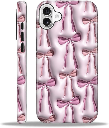 for iPhone 16 Plus Case, HL2 Abstract Ribbons Bows Hybrid 2 Layer Hard Shell by Unknown