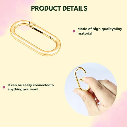 16 Pcs Carabiners Clip, Oval Shape Cute Carabiner Keychain Clip Aluminum Hook - Image 3